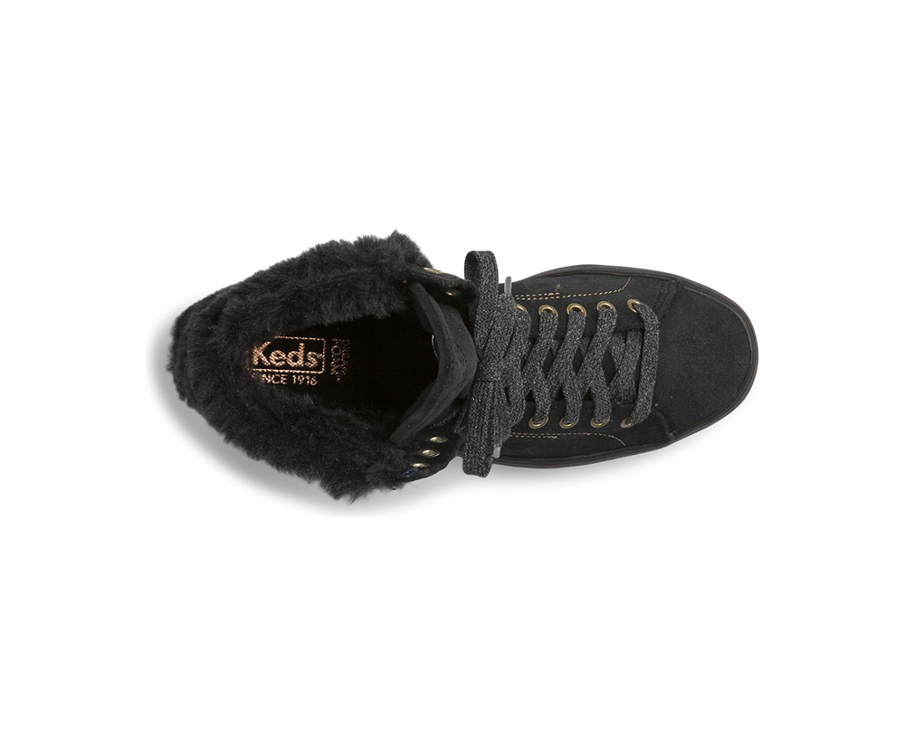 Basket Keds Femme Noir - Rise Hi Suede Faux Fur - 190-AQRWMF